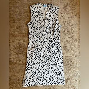 J. McLaughlin Front Zip Dress with Navy Spots size 2